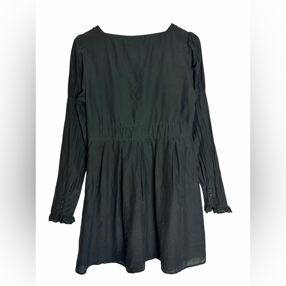 Vintage 2000s Forever 21 Black Silk Embroidered Dress M Y2K Gothic Fairy Grunge - Picture 2 of 7